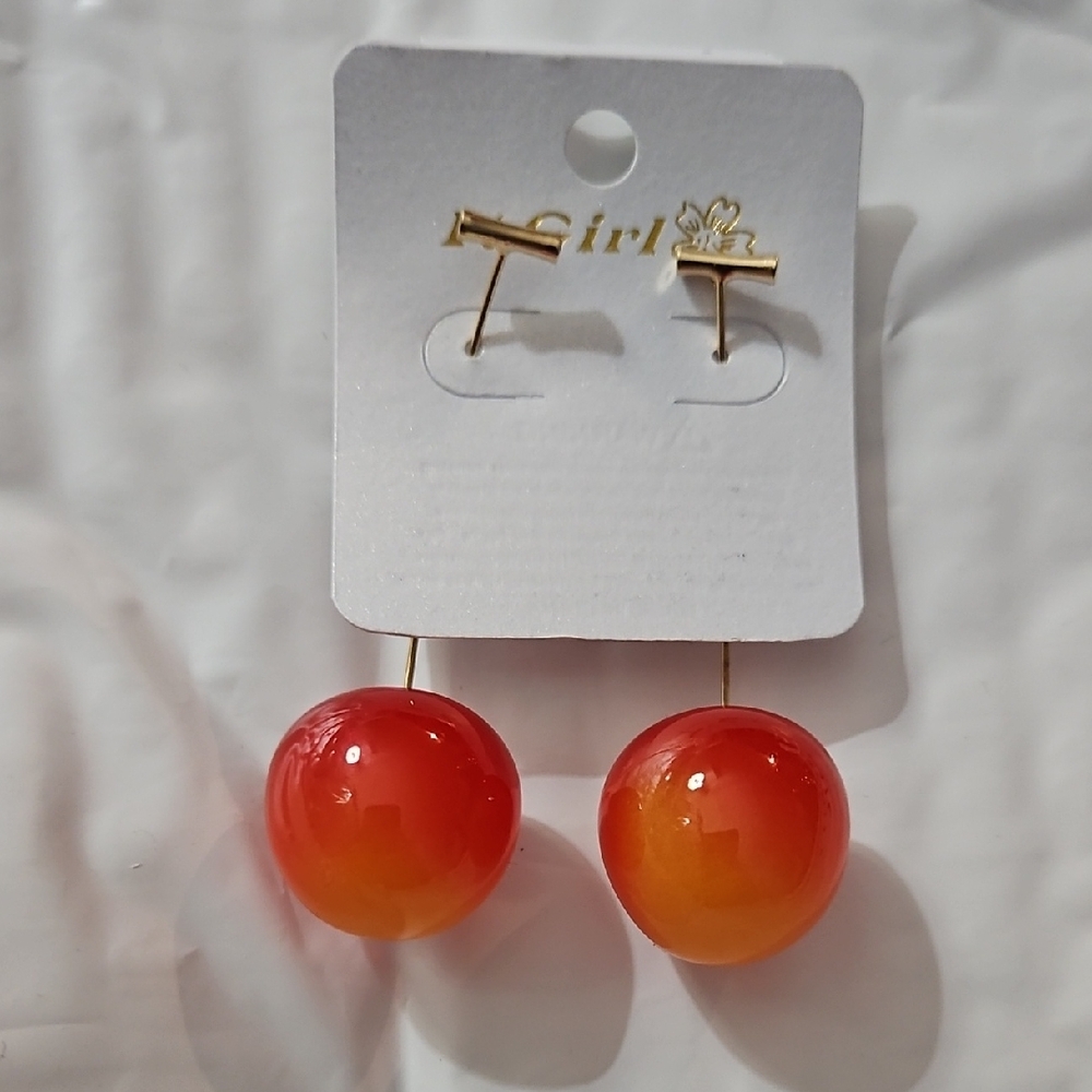 Orange and Red Cherry  Earrings